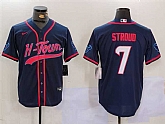 Men's Houston Texans #7 C.J. Stroud Navy With Patch Cool Base Stitched Baseball Jersey,baseball caps,new era cap wholesale,wholesale hats